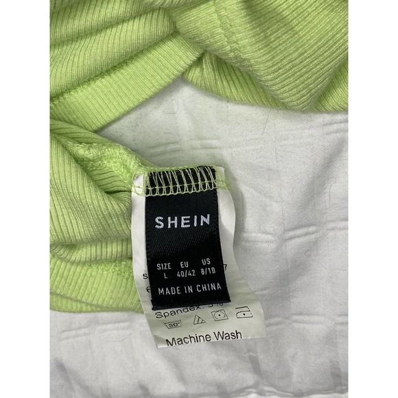 Shein Neon Green Short Sleeved ribbed crop top. Size Medium - Picture 4 of 5